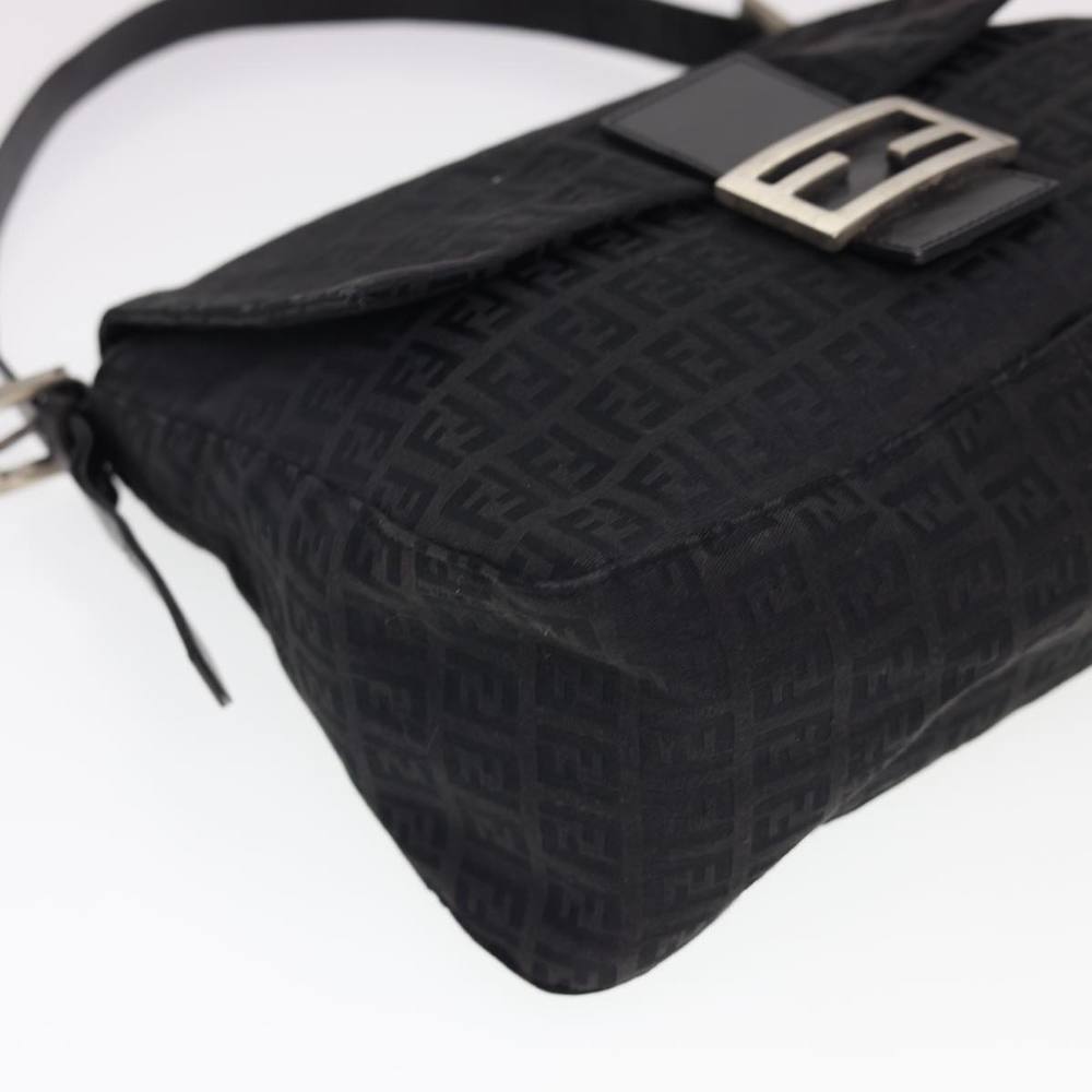 FENDI Zucchino Canvas Mamma Baguette Shoulder Bag Black Auth fm2228 - Picture 15 of 16